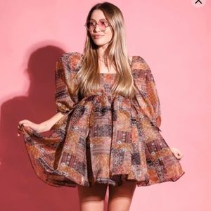 Selkie Patchouli Puff Dress XS